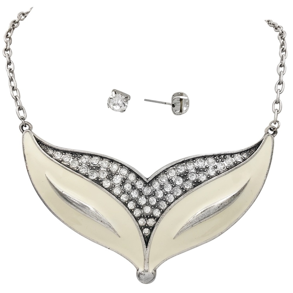 Fox Face Large Quirky Necklace & Earrings Set